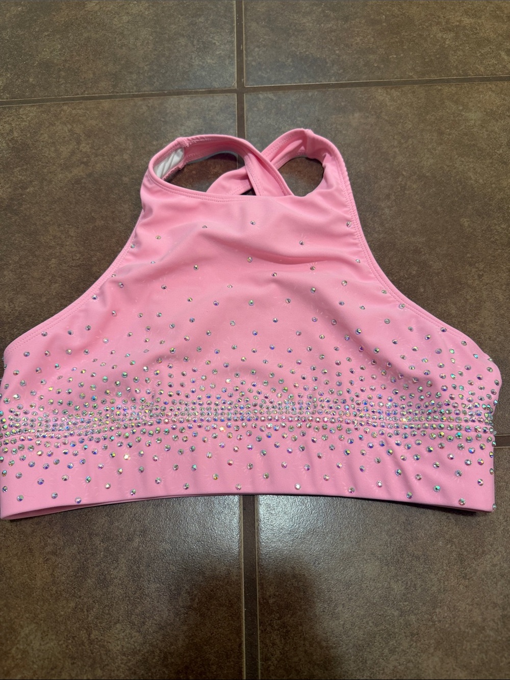rebels Pink Rhinestone Halter Bralette